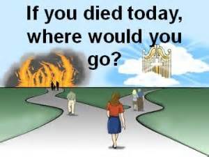 People choosing path to heaven or hell.